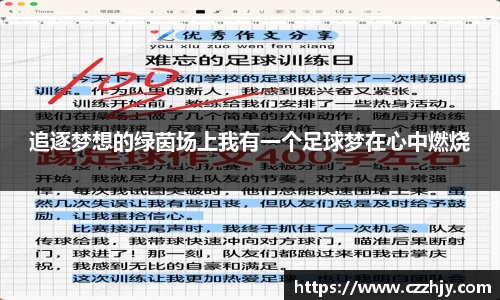 追逐梦想的绿茵场上我有一个足球梦在心中燃烧